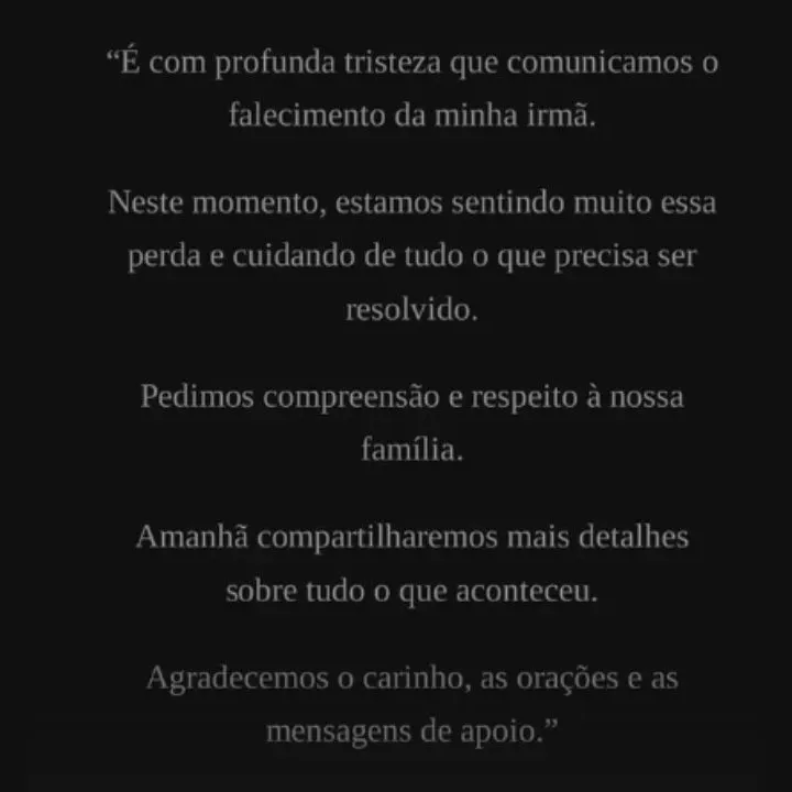 En la imagen la familia de María Eduarda Rodrigues de Freitas escribió un mensaje por su muerte.